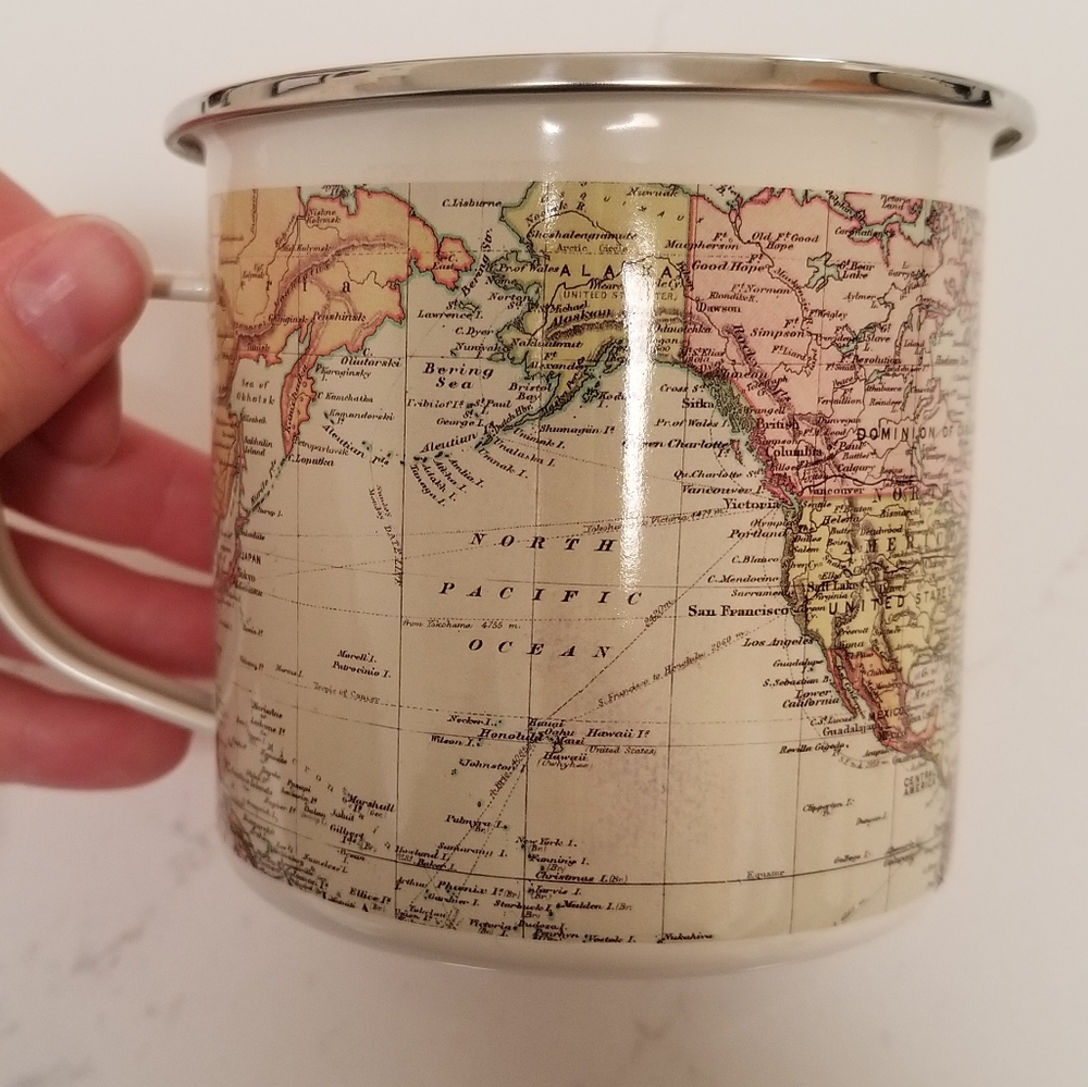 Vintage-style World Map metal mug